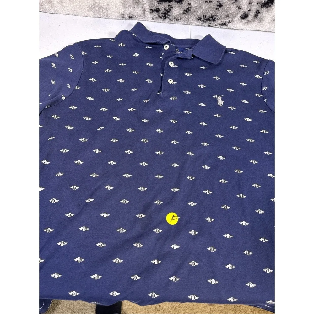 Polo Ralph Lauren Shirt Mens Size Medium Navy All Over PRL Print Golf Preppy